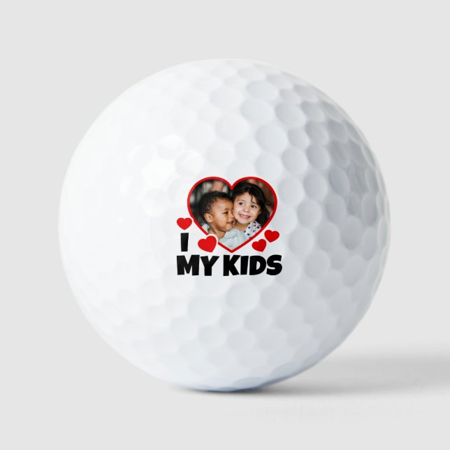 I Heart My Kids Personalized Photo Golf Balls (Front)