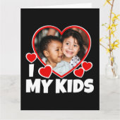 I Heart My Kids Personalized Photo Greeting Card (Yellow Flower)