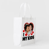 I Heart My Kids Personalized Photo Grocery Bag (Front Side)