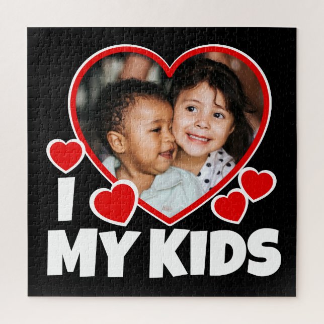 I Heart My Kids Personalized Photo Jigsaw Puzzle (Vertical)