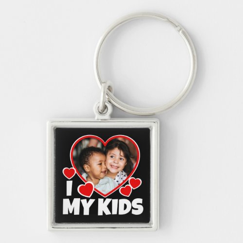 I Heart My Kids Personalized Photo Keychain