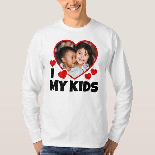 I Heart My Kids Personalized Photo Long Sleeve T_Shirt