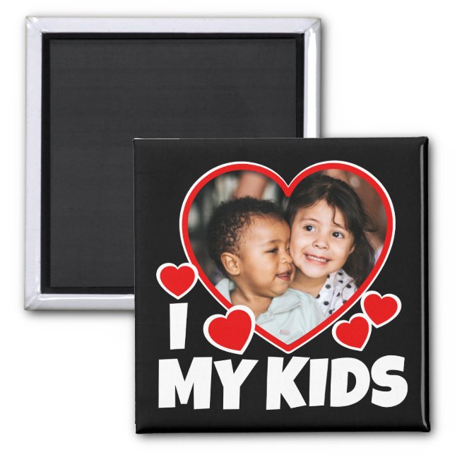 I Heart My Kids Personalized Photo Magnet (Front)