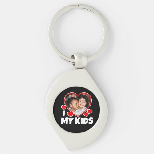 I Heart My Kids Personalized Photo Metal Keychain