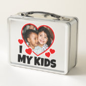 I Heart My Kids Personalized Photo Metal Lunch Box (Back)