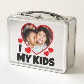 I Heart My Kids Personalized Photo Metal Lunch Box (Front)