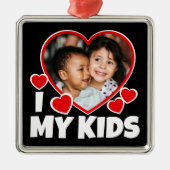 I Heart My Kids Personalized Photo Metal Ornament (Front)