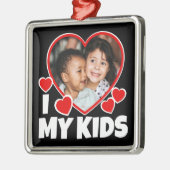 I Heart My Kids Personalized Photo Metal Ornament (Left)