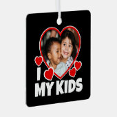 I Heart My Kids Personalized Photo Metal Ornament (Front Right)