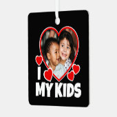 I Heart My Kids Personalized Photo Metal Ornament (Front Left)