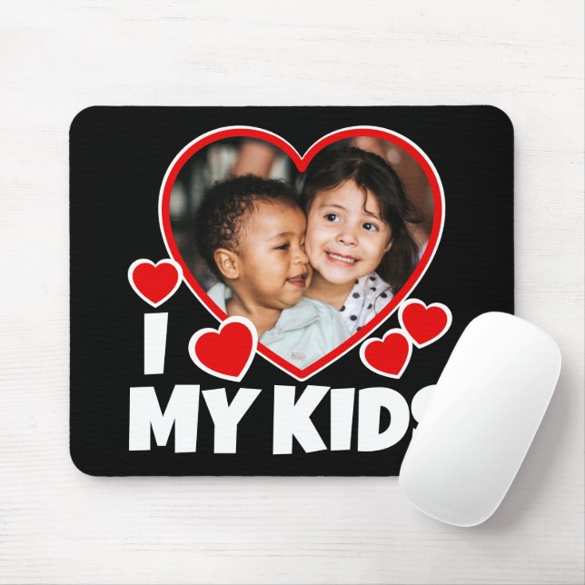 I Heart My Kids Personalized Photo Mouse Pad (With Mouse)