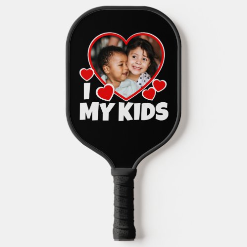 I Heart My Kids Personalized Photo Pickleball Paddle