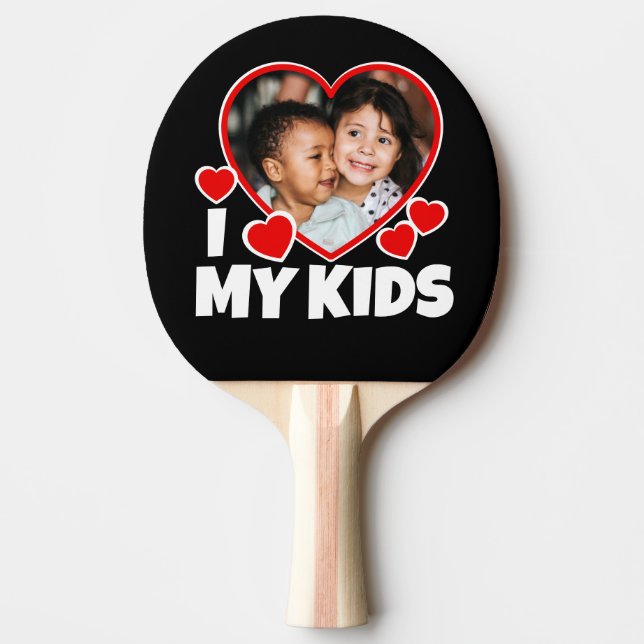 I Heart My Kids Personalized Photo Ping Pong Paddle (Front)