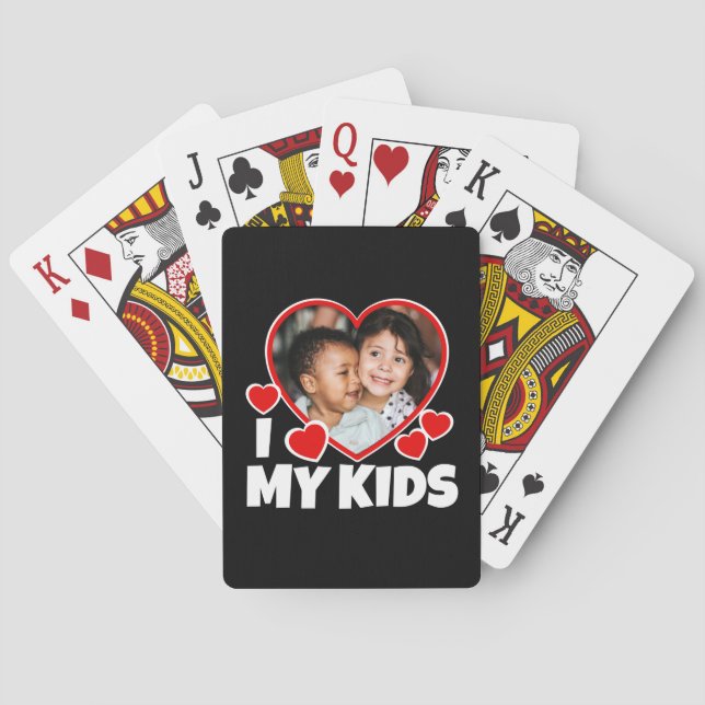 I Heart My Kids Personalized Photo Poker Cards (Back)