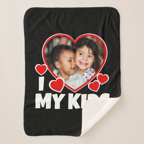 I Heart My Kids Personalized Photo Sherpa Blanket