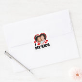 I Heart My Kids Personalized Photo Square Sticker (Envelope)