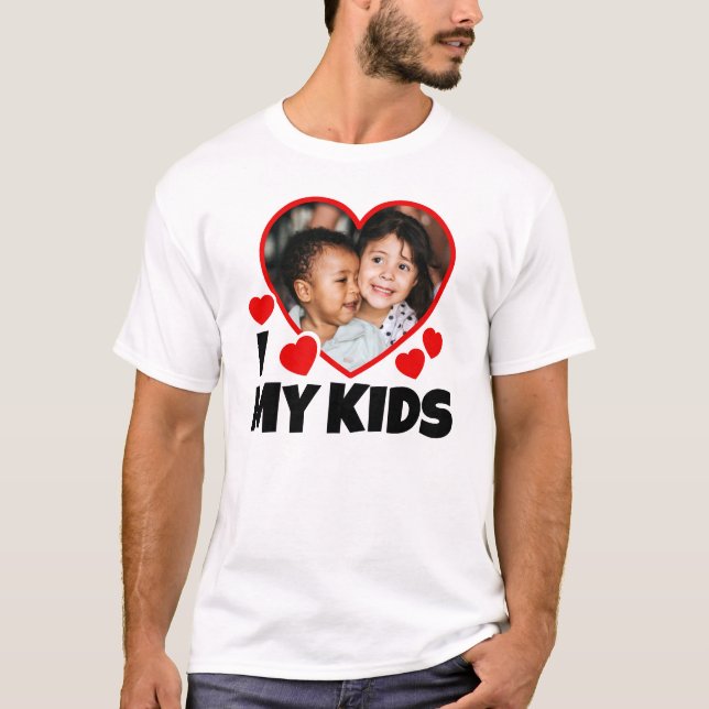 I Heart My Kids Personalized Photo T-Shirt (Front)