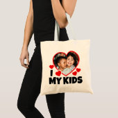 I Heart My Kids Personalized Photo Tote Bag (Front (Product))