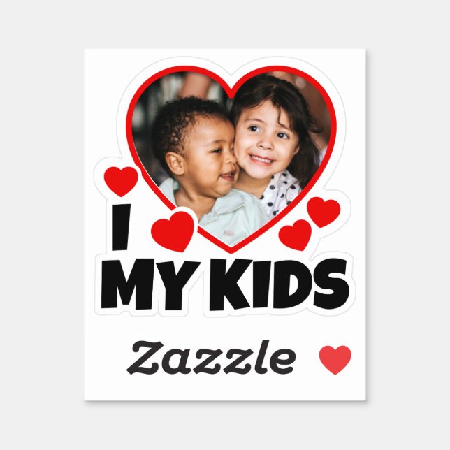 I Heart My Kids Personalized Photo Vinyl Cut Sticker (Sheet)