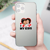 I Heart My Kids Personalized Photo Vinyl Cut Sticker (Phone)