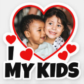 I Heart My Kids Personalized Photo Vinyl Cut Sticker (Front)