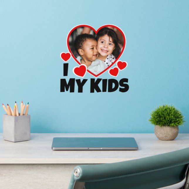 I Heart My Kids Personalized Photo Wall Decal (Home Office 2)