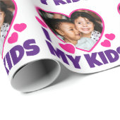 I Heart My Kids Personalized Photo Wrapping Paper (Roll Corner)