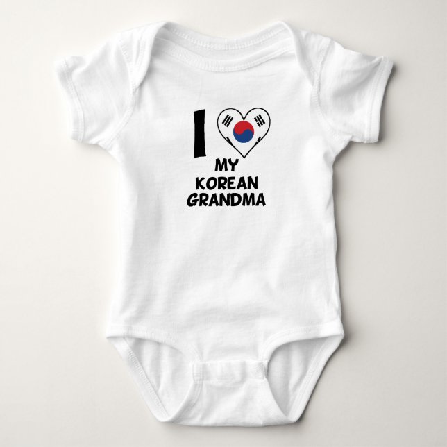 I Heart My Korean Grandma Baby Bodysuit (Front)