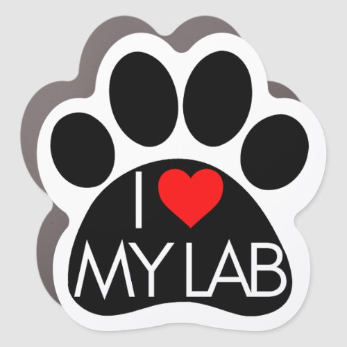 I heart My Lab Paw Car Magnet