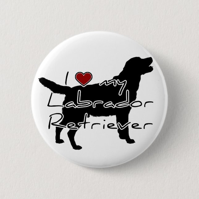 I "heart" my Labrador Retriever" words with graphi Button (Front)