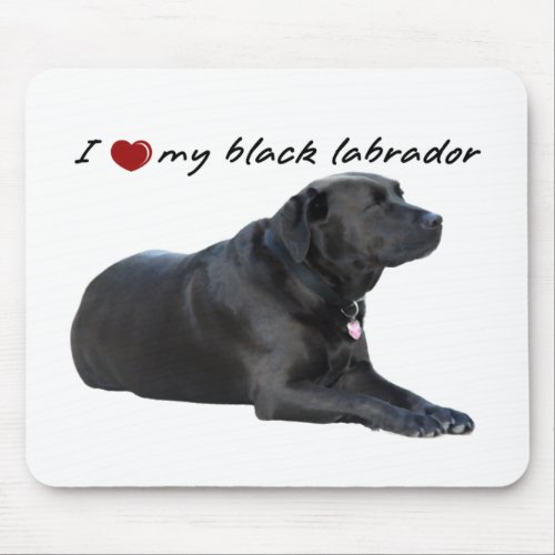 I heart my Labrador Retriever words with photo Mouse Pad