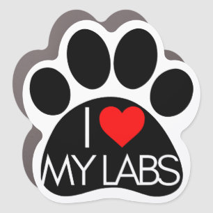 “I *heart* My Labs” Paw Print Car Magnet
