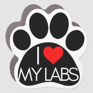“I *heart* My Labs” Paw Print Car Magnet