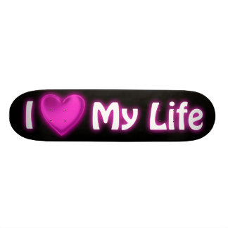 I Heart My Life Black and Hot Pink Skateboard Deck