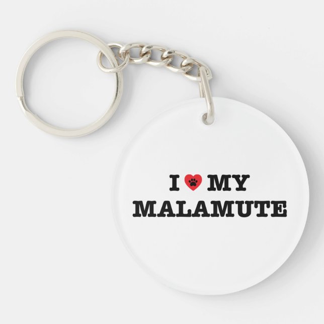 I Heart My Malamute Keychain (Front)