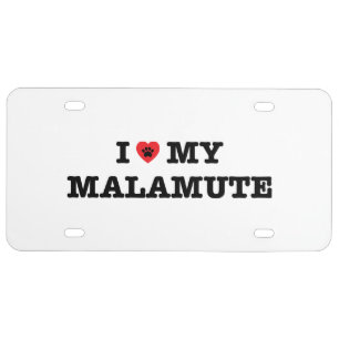 I Heart My Malamute License Plate