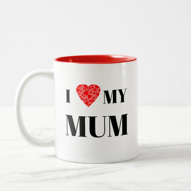 I heart my mom | Gift to personalize Two-Tone Coffee Mug (Left)