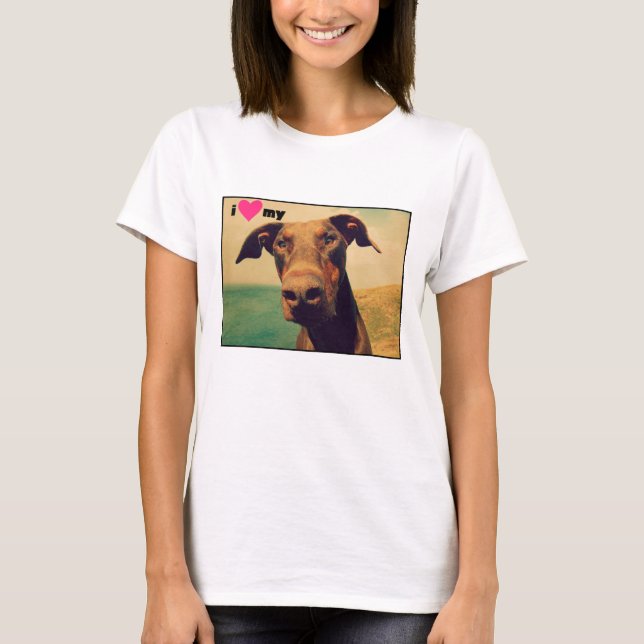 I Heart My Natural Doberman Dog T-Shirt (Front)