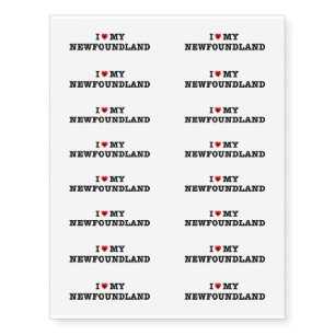 I Heart My Newfoundland Temporary Tattoos