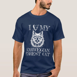 I Heart My Norwegian Forest Cat Pawprints White T-Shirt