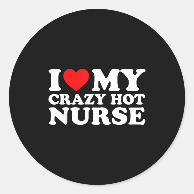 I Heart My Nurse Husband Wife Funny Matching Coupl Classic Round Sticker (Front)