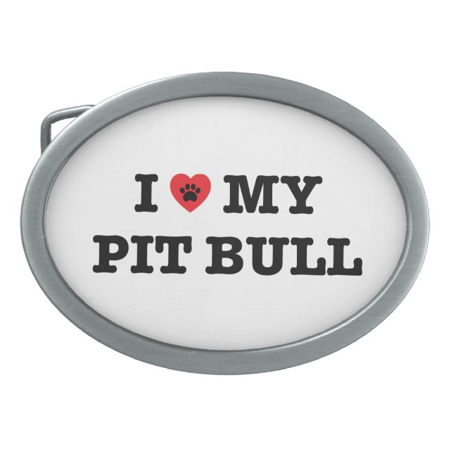I Heart My Pit Bull Belt Buckle (Front)