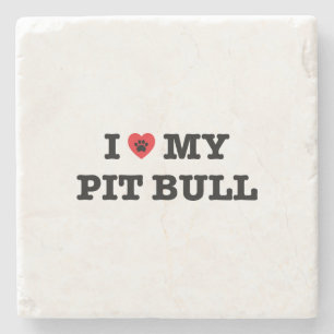 I Heart My Pit Bull Stone Coaster