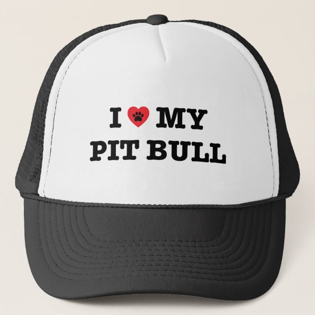 I Heart My Pit Bull Trucker Hat (Front)