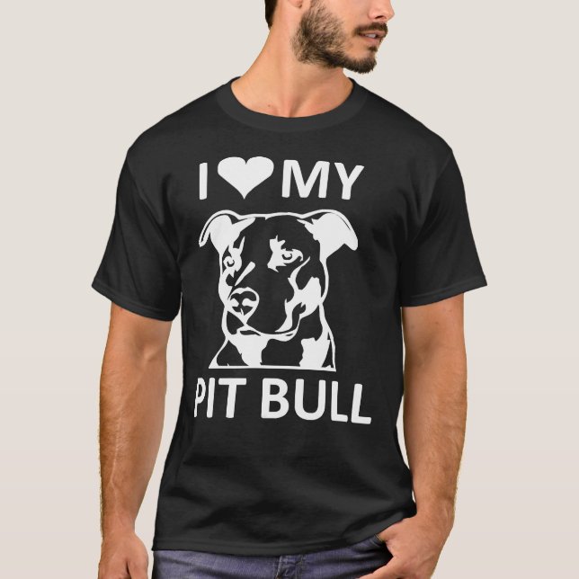 I Heart My Pitbull I Love My Pitbull Pit Bull T-Shirt (Front)