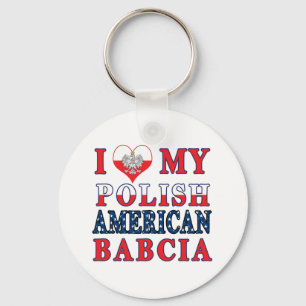 I Heart My Polish American Babcia Keychain