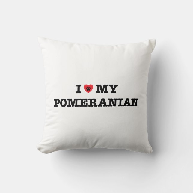 I Heart My Pomeranian Throw Pillow (Front)