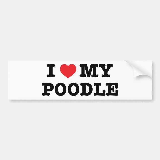 I Heart My Poodle Bumper Sticker (Front)