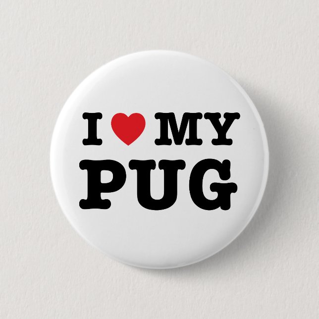 I Heart My Pug Pinback Button (Front)