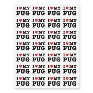 I Heart My Pug Temporary Tattoos
